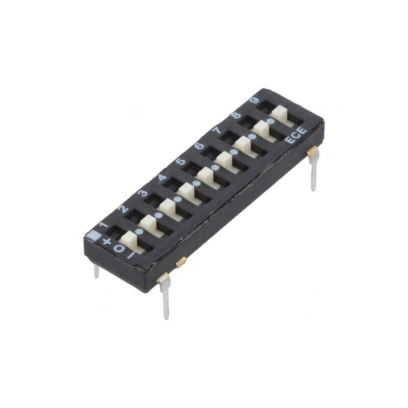 DIP-Switch cu 9 Secțiuni OFF-ON 0,025A/24VDC | Electronic-mag.ro | Componente Electronice
