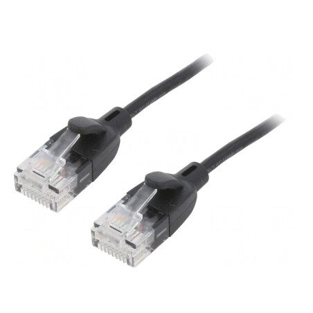 Patch cord UTP Cat6a Negru 1m Aurit | Electronic-mag.ro | Componente Electronice