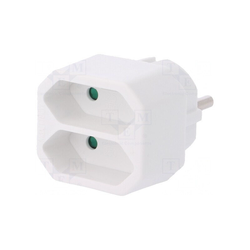 Conector alimentare AC splitter 2P rotund/plat alb | Electronic-mag.ro | Componente Electronice Conector alimentare AC splitter 2P rotund/plat alb | Electronic-mag.ro | Componente Electronice