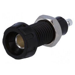 Soclu Banană 4mm Neagră 10A 50VDC | Electronic-mag.ro | Componente Electronice
