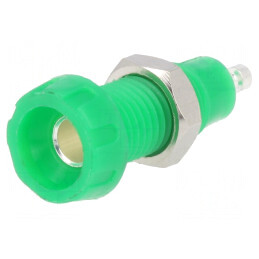 Soclu banană verde 4mm 10A 50VDC | Electronic-mag.ro | Componente Electronice