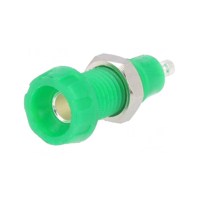 Soclu banană verde 4mm 10A 50VDC | Electronic-mag.ro | Componente Electronice