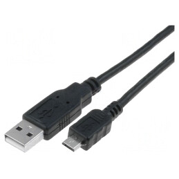 Cablu USB 2.0 A la Micro B 0.8m Negru | Electronic-mag.ro | Componente Electronice