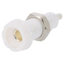 Soclu Banană 4mm Albă 10A 50VDC | Electronic-mag.ro | Componente Electronice