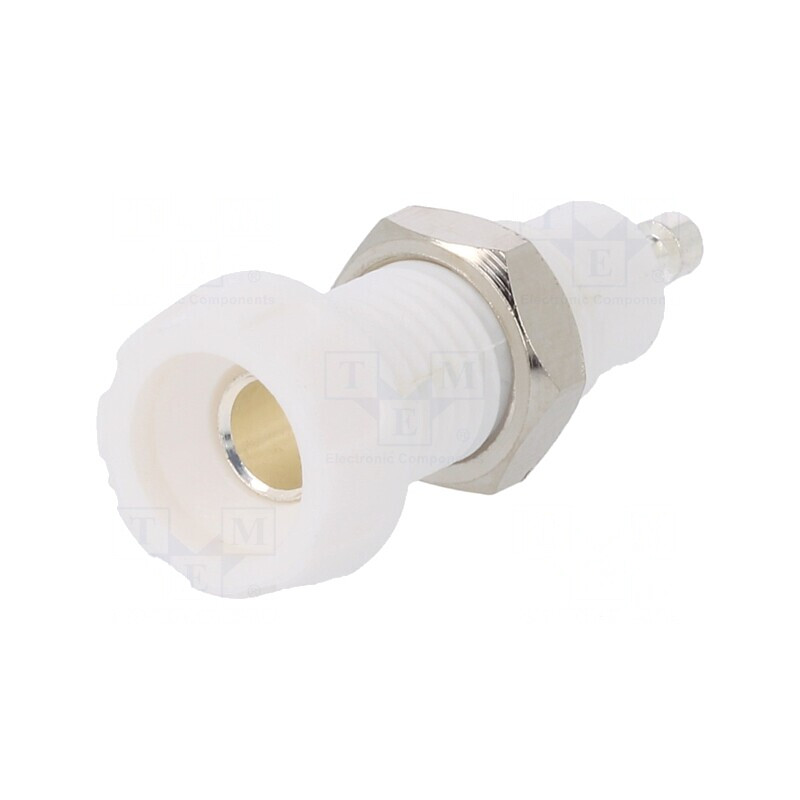 Soclu Banană 4mm Albă 10A 50VDC | Electronic-mag.ro | Componente Electronice