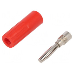 Mufă Banană 4mm 10A 50VDC Roșie Neizolată | Electronic-mag.ro | Componente Electronice