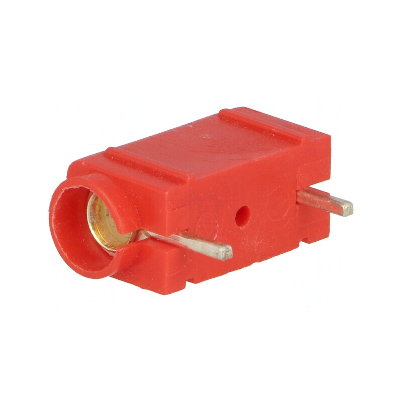 Soclu Banană 4mm 10A Roșu Argintat PCB cu Izolație | Electronic-mag.ro | Componente Electronice