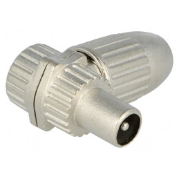 Mufă; coaxial 9,5mm (IEC 169-2); tată; ecranat; în unghi 90°; 75Ω