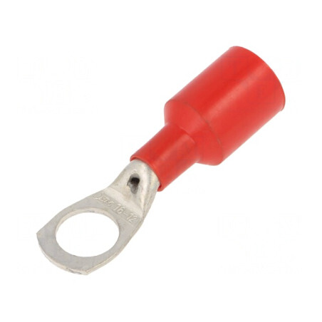 Inel tubular M12 Crimpat pe Cablul Roșu 16mm2 | Electronic-mag.ro | Componente Electronice