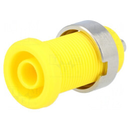 Soclu Banană 4mm 25A Galbenă Nichelată cu Izolație | Electronic-mag.ro | Componente Electronice