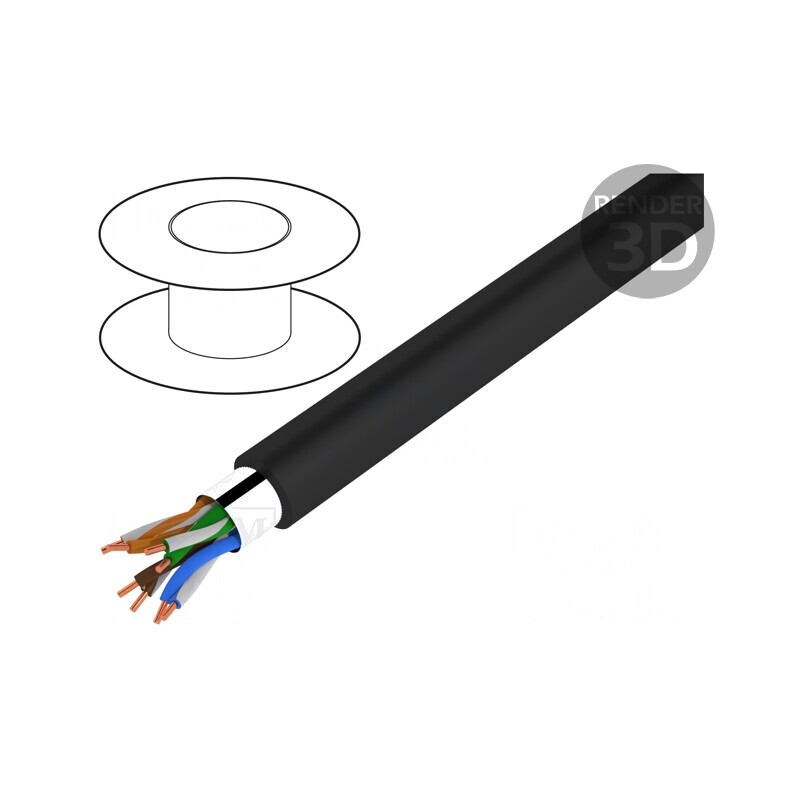 Cablu UTP Cat5e Exterior Negru 100m | Electronic-mag.ro | Componente Electronice