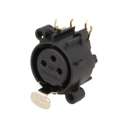 Soclu XLR Mamă 3-Pin 90° THT Negru 6A | Electronic-mag.ro | Componente Electronice