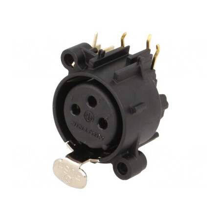 Soclu XLR Mamă 3-Pin 90° THT Negru 6A | Electronic-mag.ro | Componente Electronice