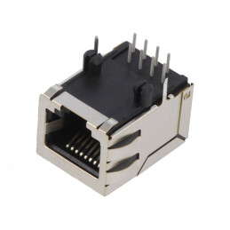 Soclu RJ45 8p8c Ecranat pentru PCB THT | Electronic-mag.ro | Componente Electronice