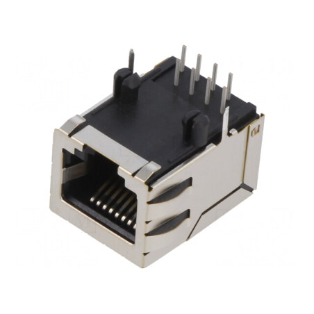 Soclu RJ45 8p8c Ecranat pentru PCB THT | Electronic-mag.ro | Componente Electronice