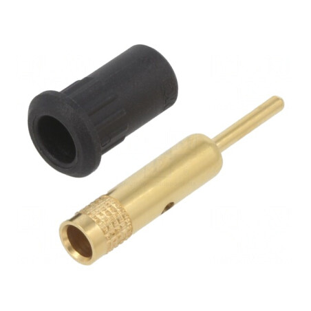 Soclu Banană 4mm Negru Aurit 25A 30VAC 60VDC | Electronic-mag.ro | Componente Electronice