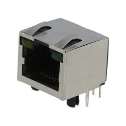Soclu RJ45 Cat 5 Ecranat cu LED 8p8c THT | Electronic-mag.ro | Componente Electronice