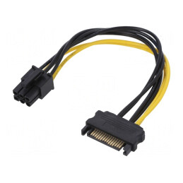 Cablu SATA PCIe 6pin Mamă la SATA 15pin Tată 0,15m SATA III | Electronic-mag.ro | Componente Electronice