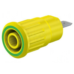 Soclu banană 4mm galben-verde 24A 1kV | Electronic-mag.ro | Componente Electronice