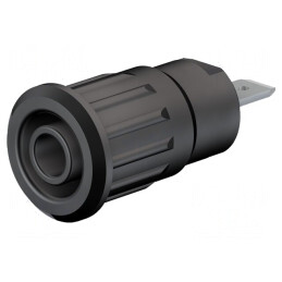 Soclu Banană 4mm 24A 1kV Negru Nichelat Alamă | Electronic-mag.ro | Componente Electronice