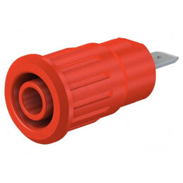 Soclu banană 4mm 24A roșu nichelat alamă | Electronic-mag.ro | Componente Electronice