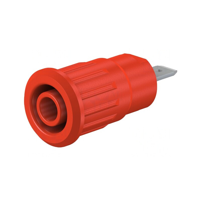 Soclu banană 4mm 24A roșu nichelat alamă | Electronic-mag.ro | Componente Electronice