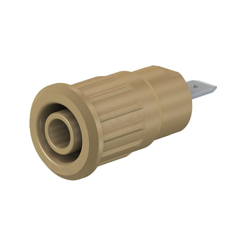Soclu Banană 4mm 24A 1kV Maro Nichelat Alamă | Electronic-mag.ro | Componente Electronice