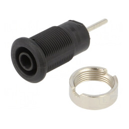 Soclu Banană Negru 4mm 24A 1kV Pe Panou | Electronic-mag.ro | Componente Electronice