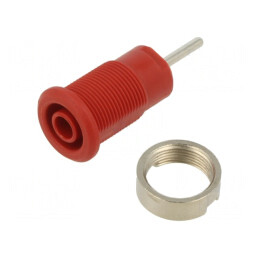 Soclu banană 4mm roșu 24A 1kV pe panou | Electronic-mag.ro | Componente Electronice