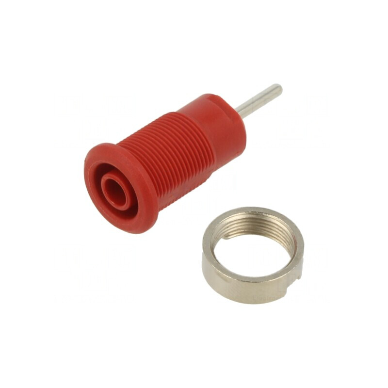 Soclu banană 4mm roșu 24A 1kV pe panou | Electronic-mag.ro | Componente Electronice