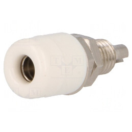 Soclu banană 4mm alb nichelat pe panou 32A 60VDC | Electronic-mag.ro | Componente Electronice