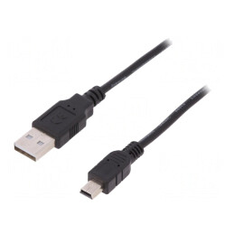 Cablu USB 2.0 A la Mini-B 3m Negru | Electronic-mag.ro | Componente Electronice
