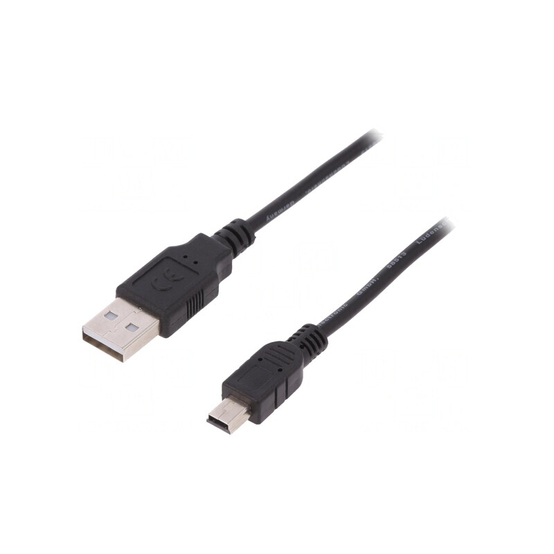 Cablu USB 2.0 A la Mini-B 3m Negru | Electronic-mag.ro | Componente Electronice