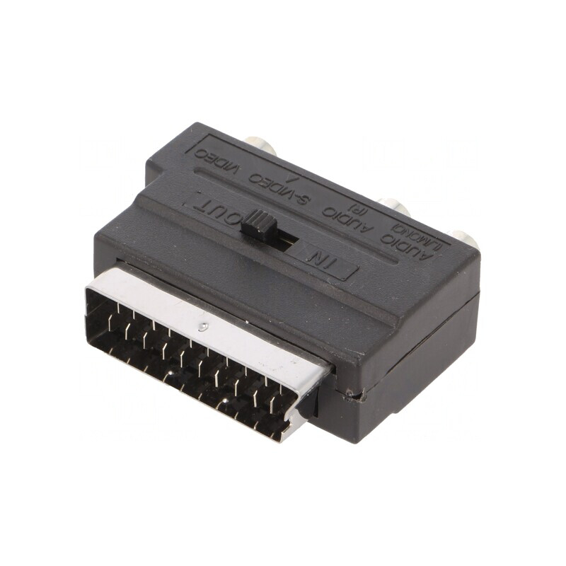 Adaptor DIN 4pin la RCA și SCART Negru | Electronic-mag.ro | Componente Electronice
