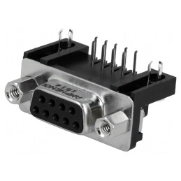 Conector D-Sub 9 Pin Soclu Mamă 90° 5A 250V