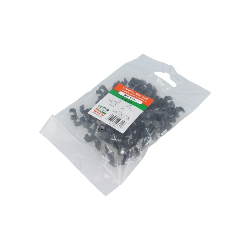 Suport negru pentru cablu plat 25 buc cu cui | Electronic-mag.ro | Componente Electronice