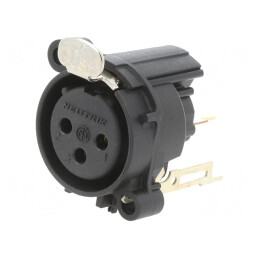 Soclu XLR Mamă 3 Pin Drept cu Buton Negru 6A | Electronic-mag.ro | Componente Electronice