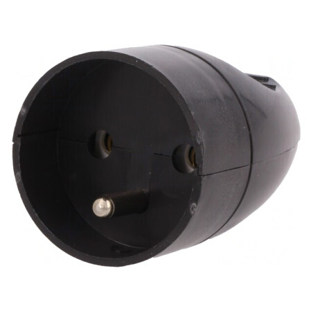 Conector alimentare AC mamă 2P PE 250VAC 16A negru | Electronic-mag.ro | Componente Electronice