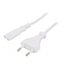 Cablu Alimentare Alb 1.2m 2x0,5mm² CEE 7/16 la IEC C7 | Electronic-mag.ro | Componente Electronice
