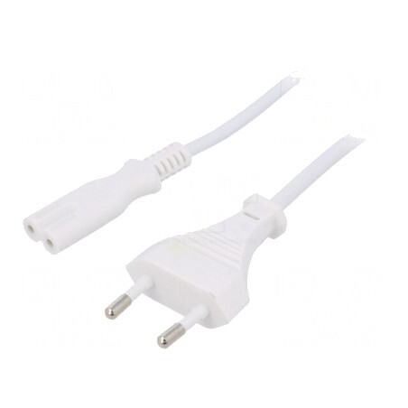 Cablu Alimentare Alb 1.2m 2x0,5mm² CEE 7/16 la IEC C7 | Electronic-mag.ro | Componente Electronice