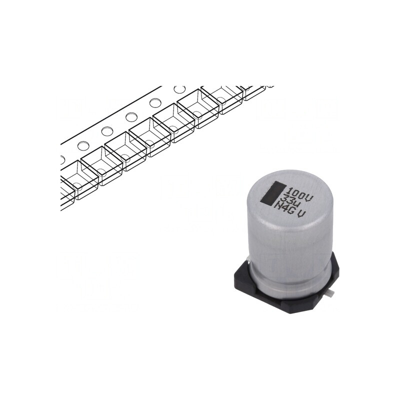 Condensator Electrolitic SMD 33uF 100V 10x10x14mm | Electronic-mag.ro | Componente Electronice
