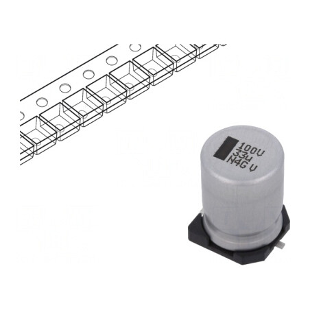 Condensator Electrolitic SMD 33uF 100V 10x10x14mm | Electronic-mag.ro | Componente Electronice