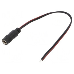 Cablu DC 5,5/2,5 Soclu Drept Negru 0,2m | Electronic-mag.ro | Componente Electronice