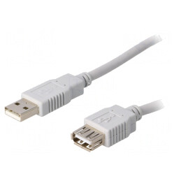 Cablu USB 2.0 A Soclu-Mufă 1,8m Gri | Electronic-mag.ro | Componente Electronice