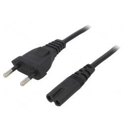 Cablu Negru 2x0,5mm2 PVC 1,5m CEE 7/16 la IEC C7 | Electronic-mag.ro | Componente Electronice