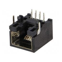Soclu RJ45 Cat 3 Ecranat Profil Jos 8p8c THT | Electronic-mag.ro | Componente Electronice