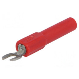 Adaptor Banană 4mm Furcă 60VDC 36A Roșie 43mm | Electronic-mag.ro | Componente Electronice