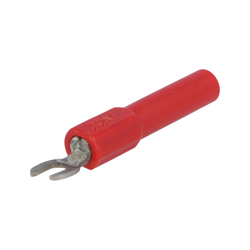 Adaptor Banană 4mm Furcă 60VDC 36A Roșie 43mm | Electronic-mag.ro | Componente Electronice
