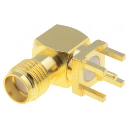 Soclu SMA mamă 90° THT PTFE aurit | Electronic-mag.ro | Componente Electronice