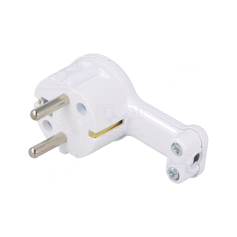 Conector Alimentare AC Tată Mufă 2P PE 250V 16A Albă | Electronic-mag.ro | Componente Electronice